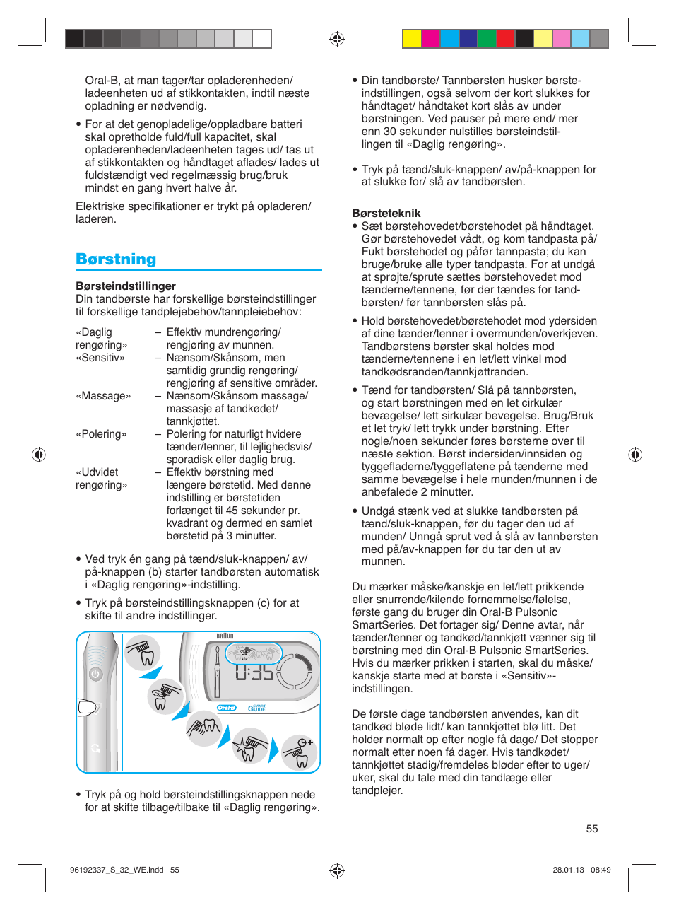 Børstning | Oral-B Pulsonic Smart Series S 32.533.5 User Manual | Page 55 / 80