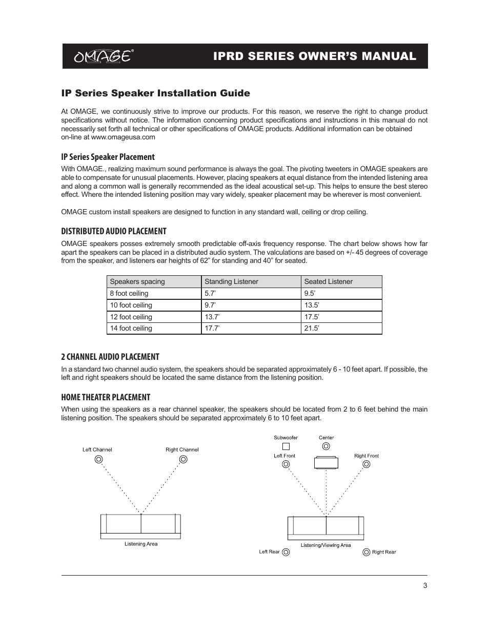 Iprd series owner’s manual | Omage IPRD8 User Manual | Page 3 / 12