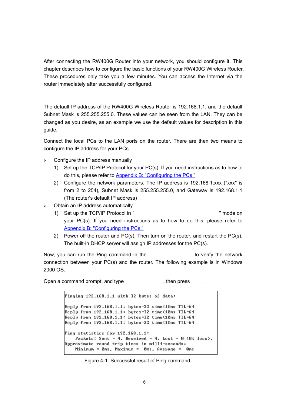 Chapter 4: quick installation guide, 1 tcp/ip configuration | Olitec RW400G User Manual | Page 10 / 65