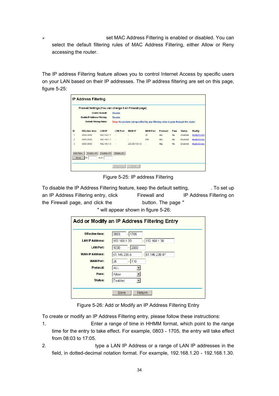 2 ip address filtering | Olitec RW400G User Manual | Page 38 / 65