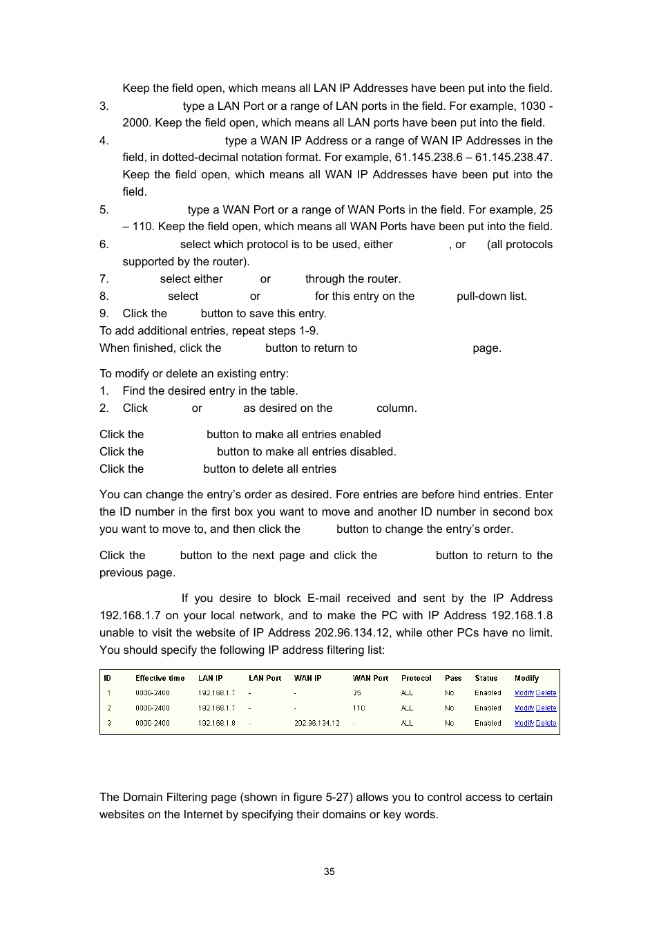 3 domain filtering | Olitec RW400G User Manual | Page 39 / 65