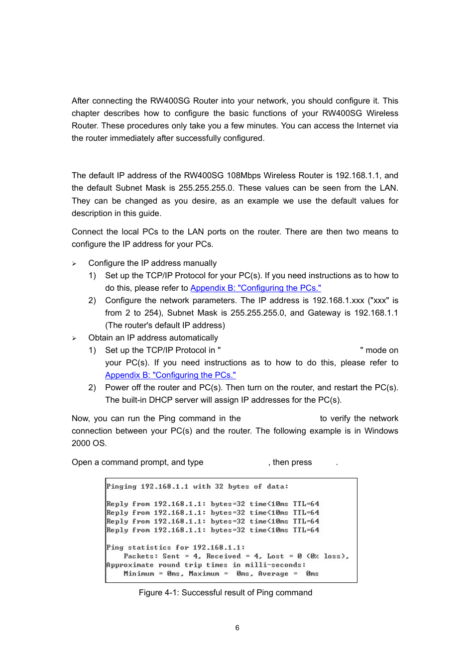 Chapter 4: quick installation guide, 1 tcp/ip configuration | Olitec RW400SG User Manual | Page 10 / 65