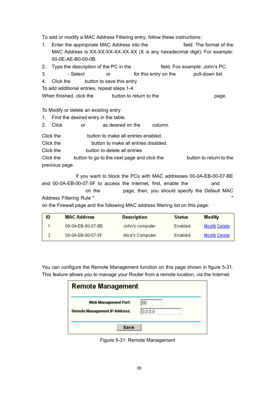 5 remote management | Olitec RW400SG User Manual | Page 42 / 65