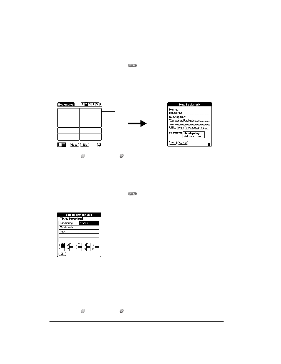 To define a bookmark, Editing bookmarks, To edit a bookmark | Over And Back 180 User Manual | Page 124 / 251