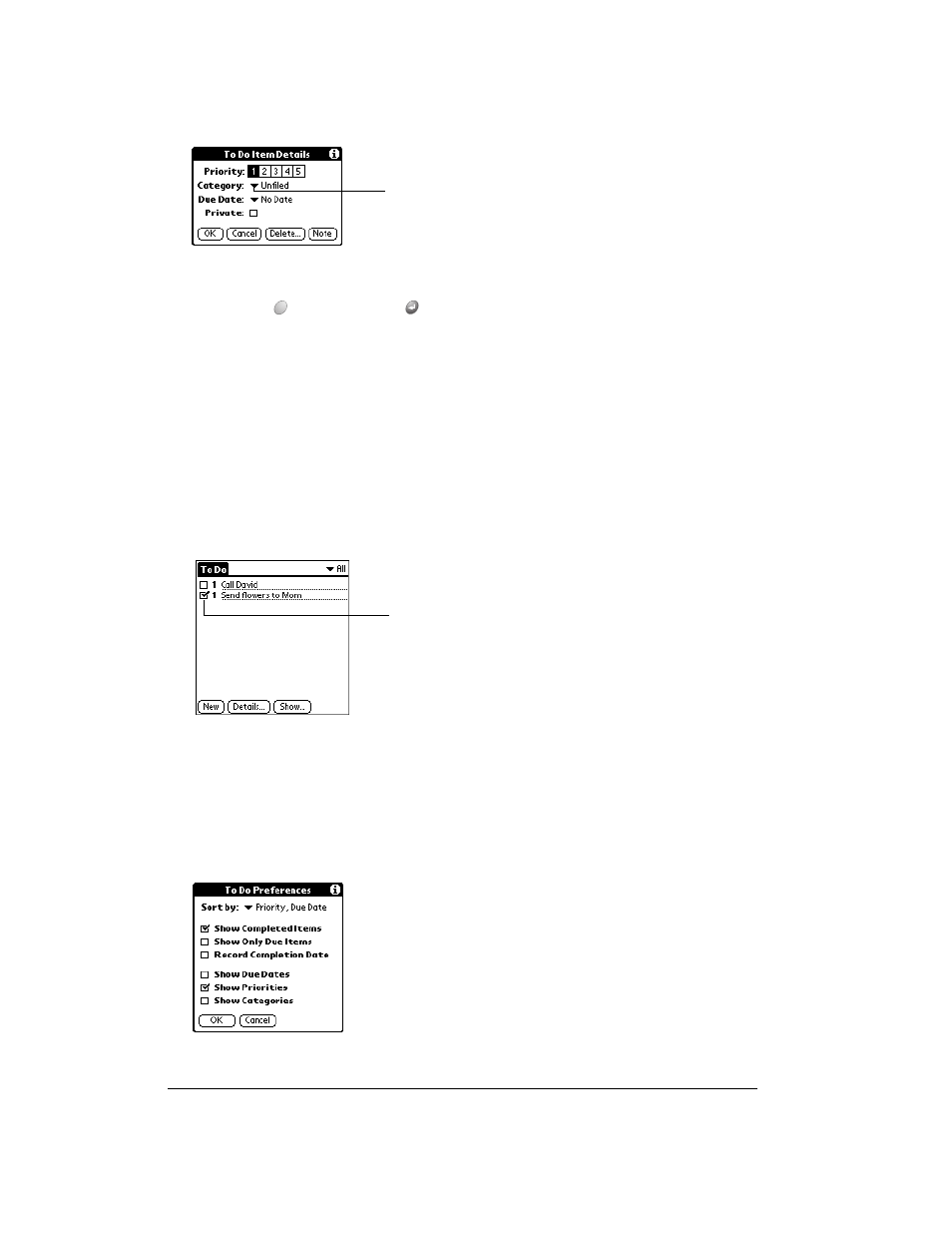 Checking off a to do item, To check off a to do item, To do show options | To change the show options settings, Checking off a to do item to do show options | Over And Back 180 User Manual | Page 142 / 251