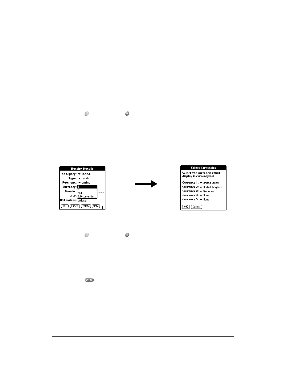 Customizing the currency pick list, To customize the currency pick list, Defining a custom currency symbol | To define a custom currency symbol | Over And Back 180 User Manual | Page 160 / 251