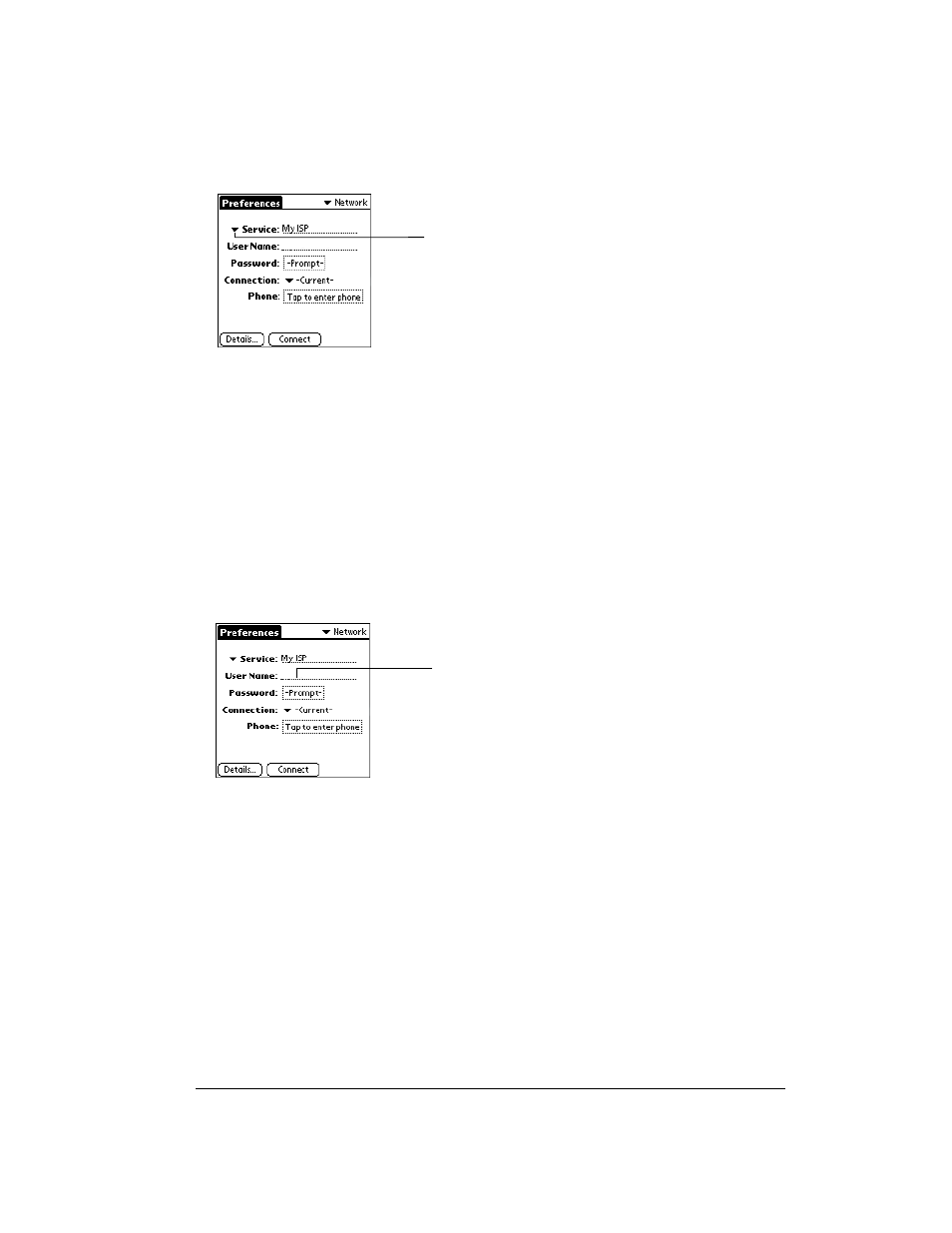 To select a service, Entering a user name, To enter a user name | Entering a password, Entering a user name entering a password | Over And Back 180 User Manual | Page 179 / 251