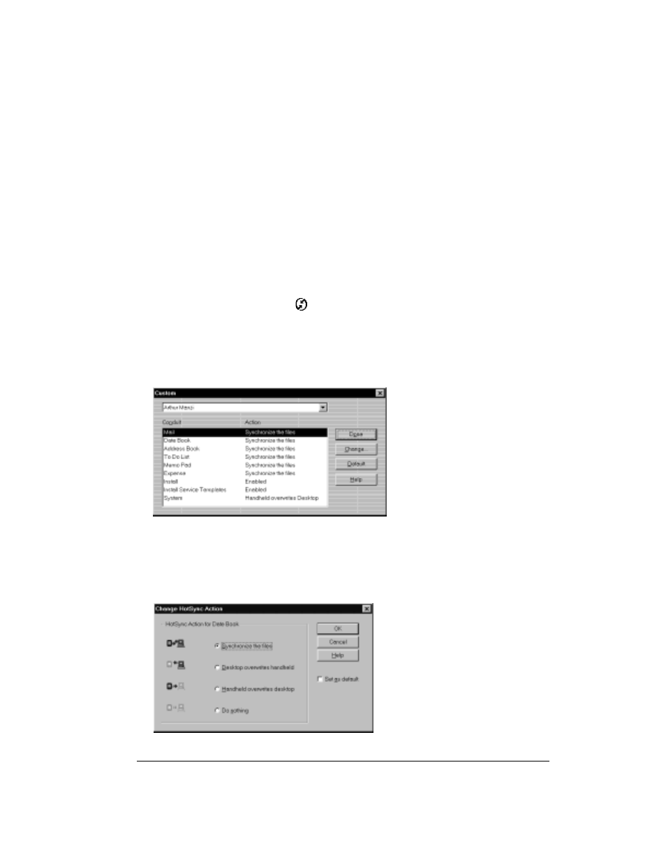 Customizing hotsync application settings, To customize hotsync application settings | Over And Back 180 User Manual | Page 195 / 251