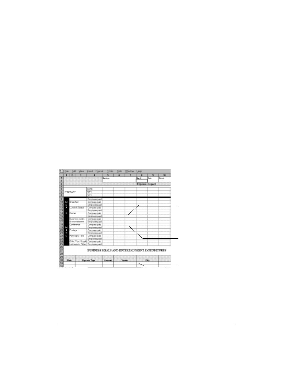 Determining the layout of the expense report, Labels, Sections | Labels sections | Over And Back 180 User Manual | Page 227 / 251