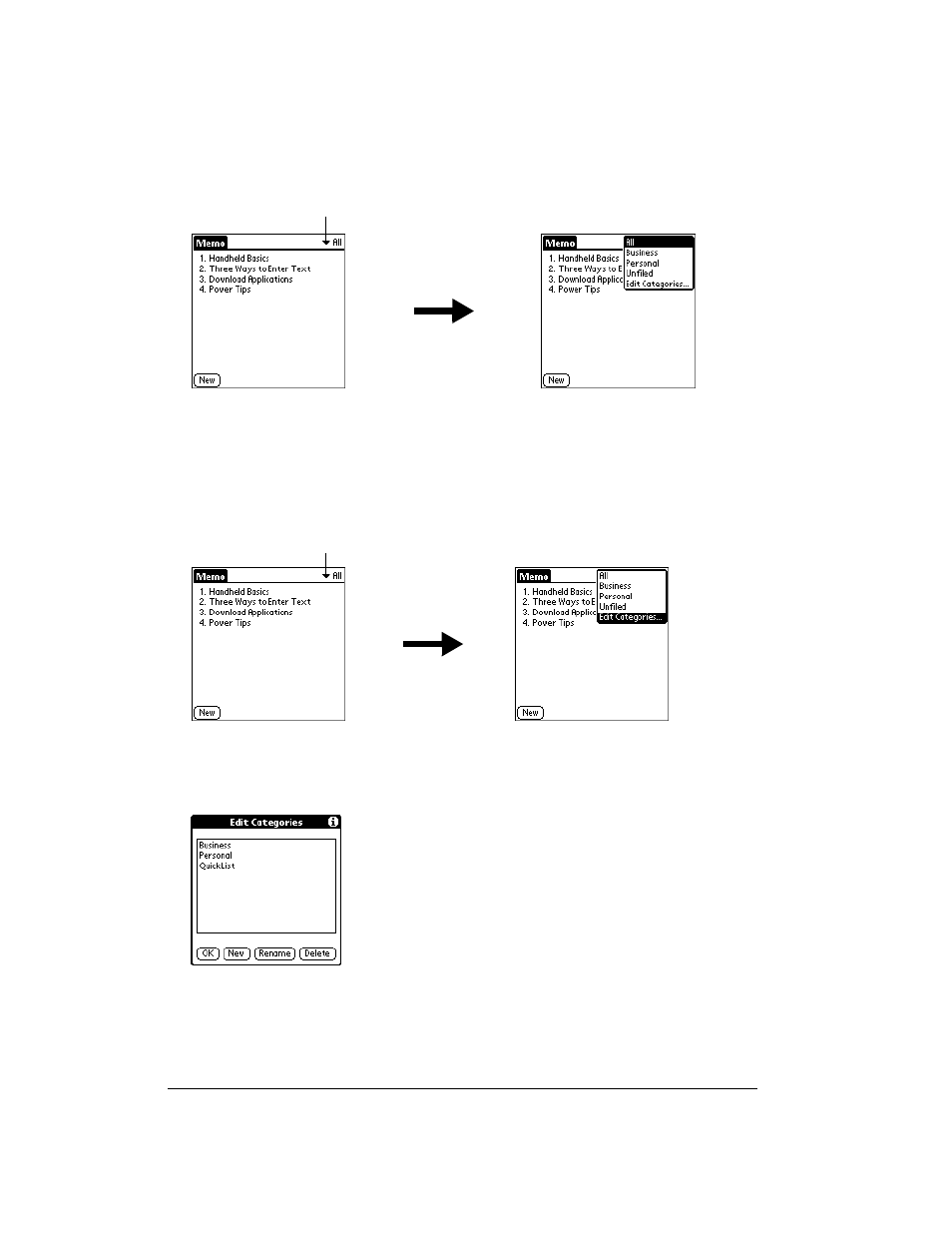 To display a category of records, To define a new category | Over And Back 180 User Manual | Page 64 / 251