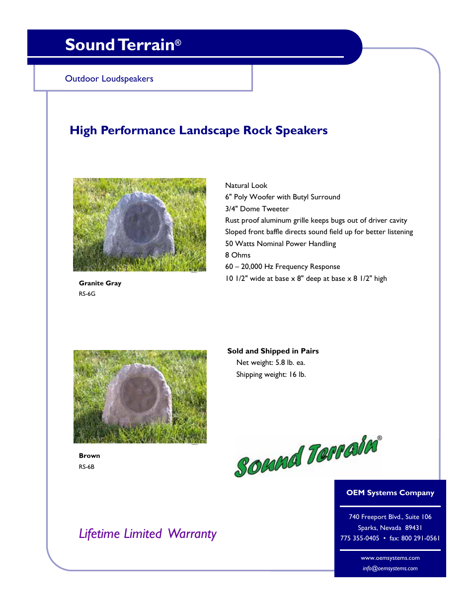 OEM Systems RS-6B User Manual | 1 page