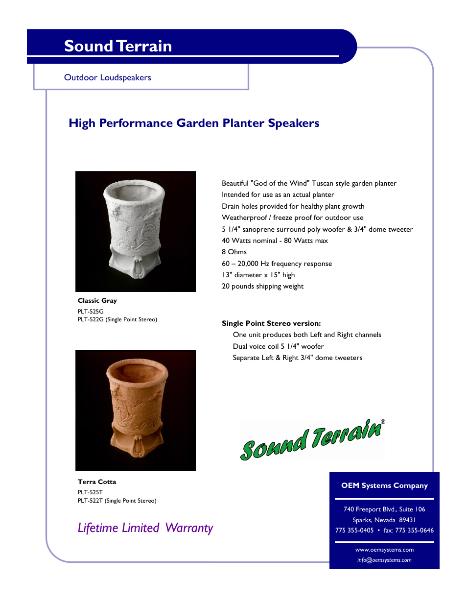 OEM Systems PLT-525 User Manual | 1 page