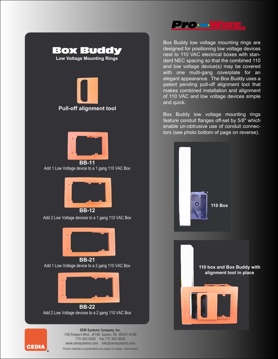 OEM Systems BB-22 User Manual | 2 pages