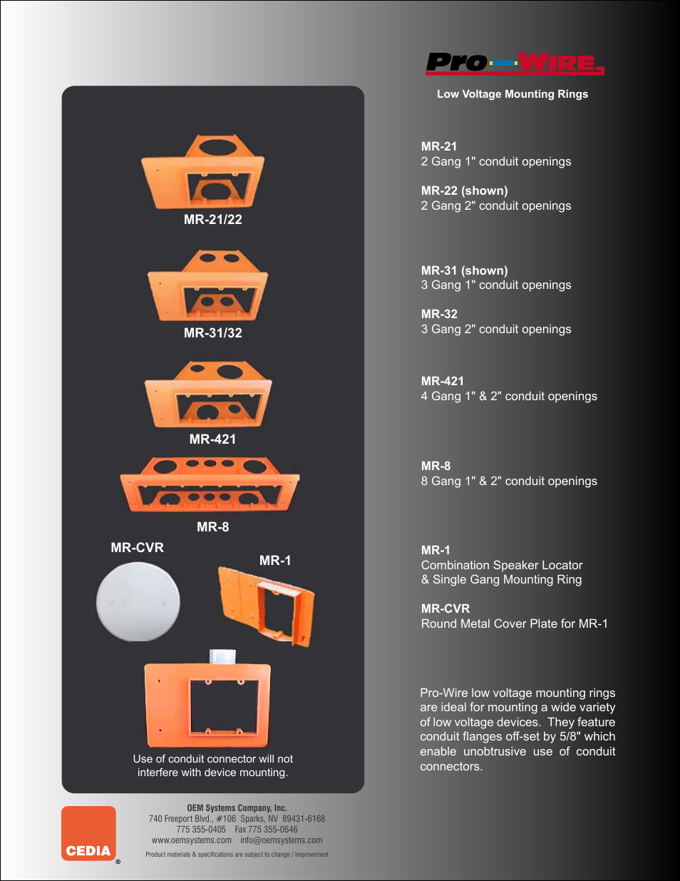 Pro_wire_box_buddy_low_voltage_mounting_rings.pdf | OEM Systems BB-22 User Manual | Page 2 / 2