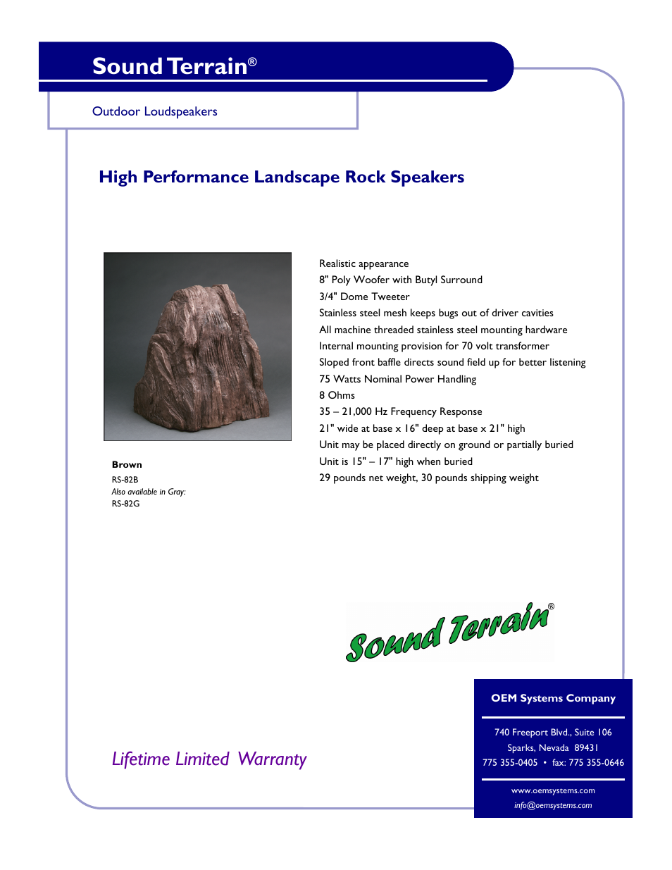 OEM Systems RS-82B User Manual | 1 page