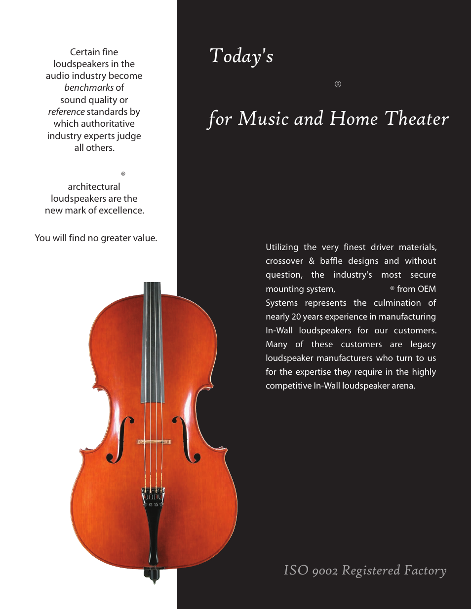 Preference, Today's, For music and home theater | OEM Systems Preference Loudspeaker User Manual | Page 2 / 6
