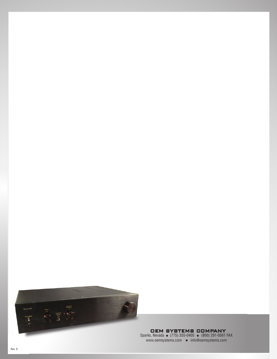OEM Systems 500 User Manual | Page 12 / 12