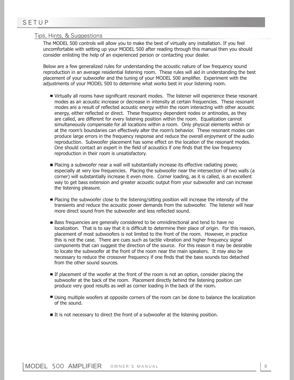 Model 500 amplifier | OEM Systems 500 User Manual | Page 8 / 12