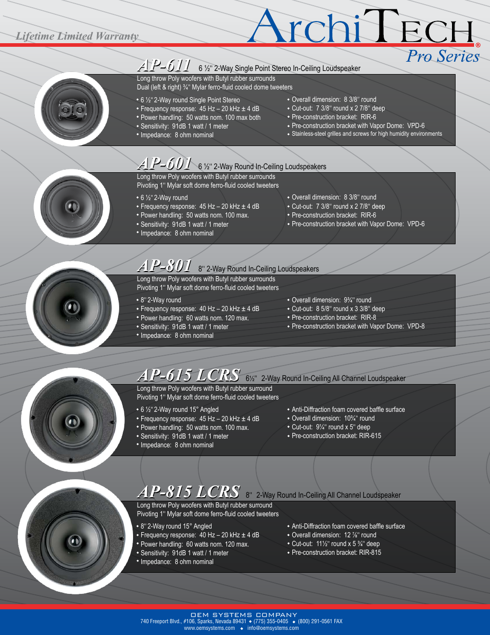 OEM Systems Archi Tech Pro Series User Manual | 2 pages