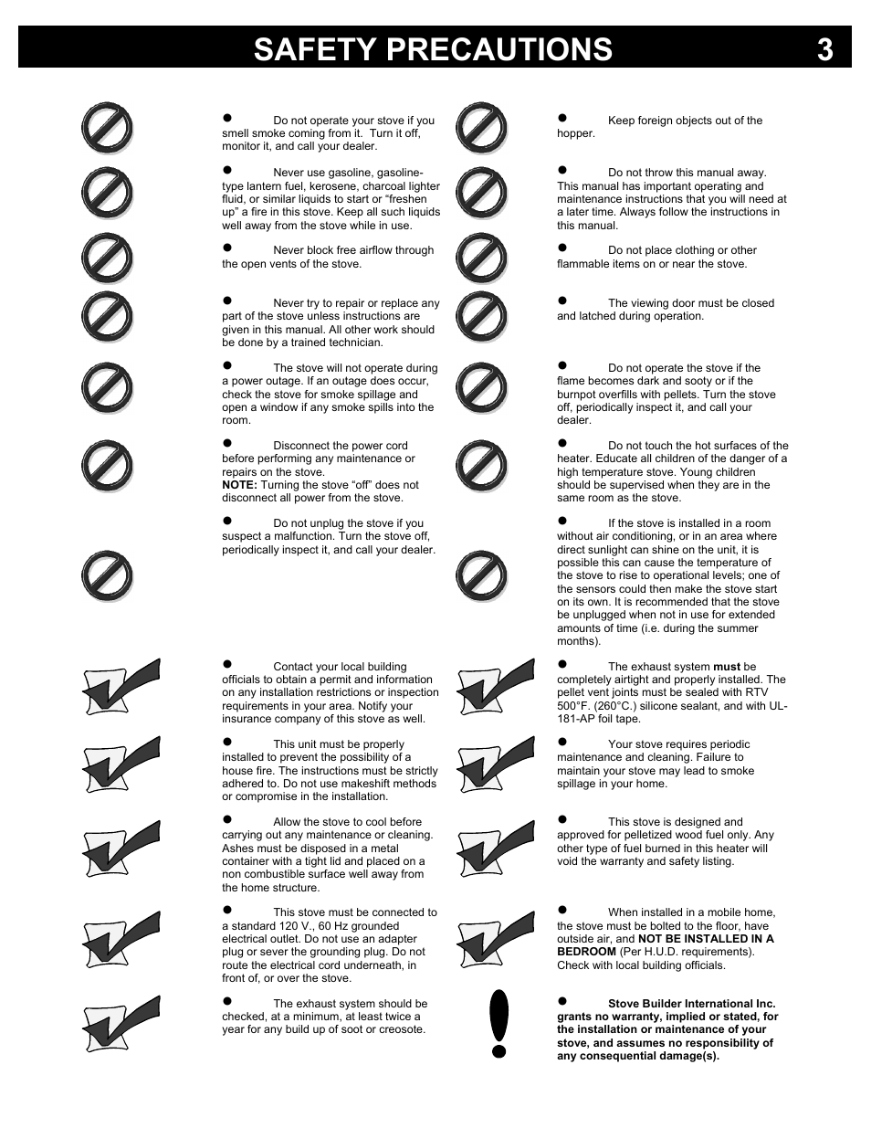 Safety precautions 3 | Osburn Stoves by SB I HYBRID-45 MF User Manual | Page 3 / 27