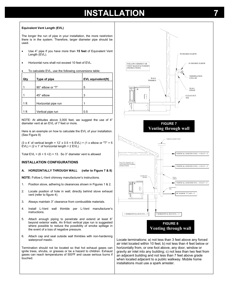 Installation 7, Venting through wall | Osburn Stoves by SB I HYBRID-45 MF User Manual | Page 7 / 27