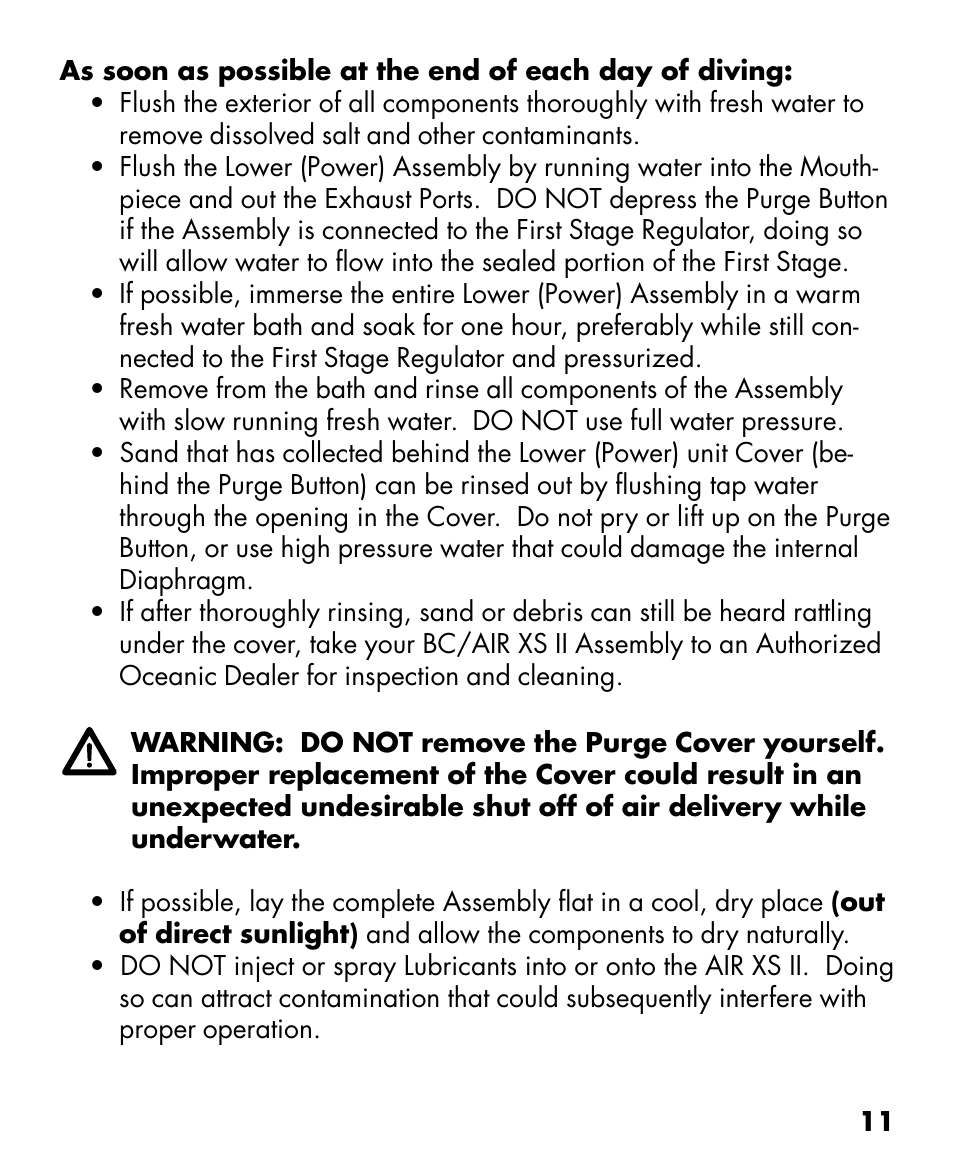Oceanic AIR XS II User Manual | Page 11 / 16