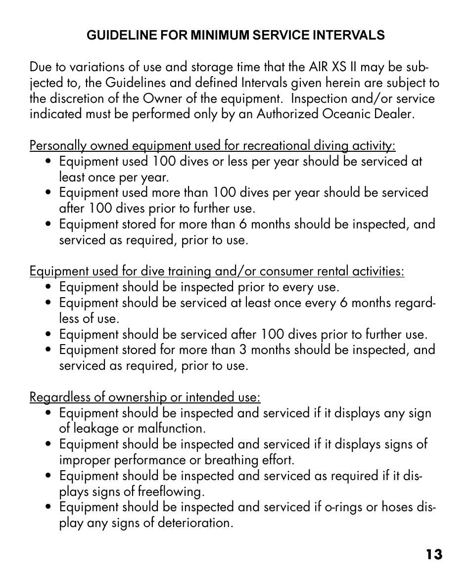 Oceanic AIR XS II User Manual | Page 13 / 16