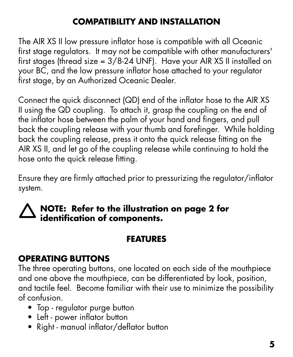Oceanic AIR XS II User Manual | Page 5 / 16