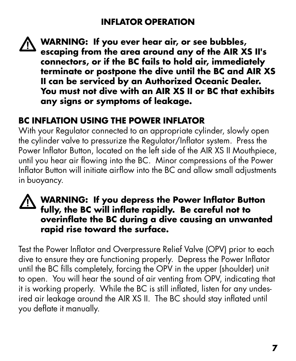 Oceanic AIR XS II User Manual | Page 7 / 16