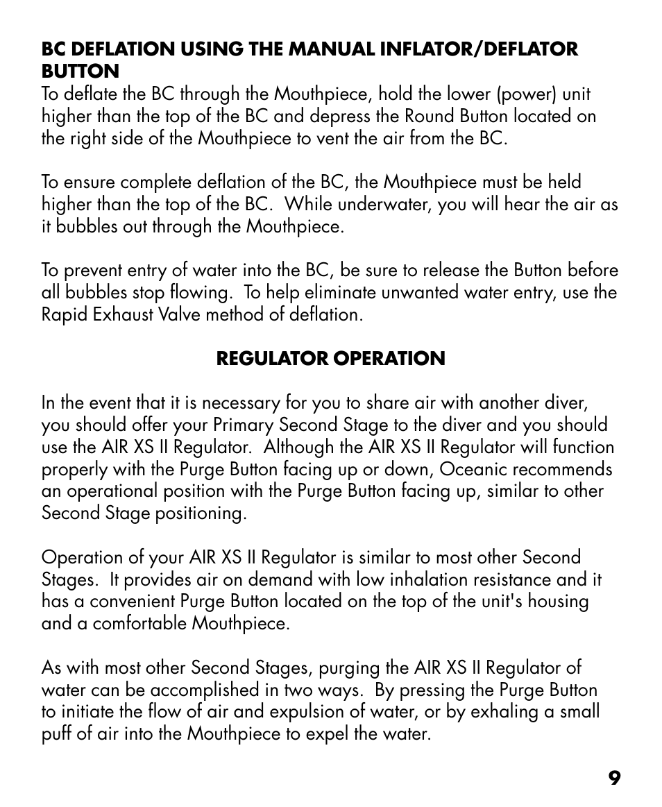 Oceanic AIR XS II User Manual | Page 9 / 16