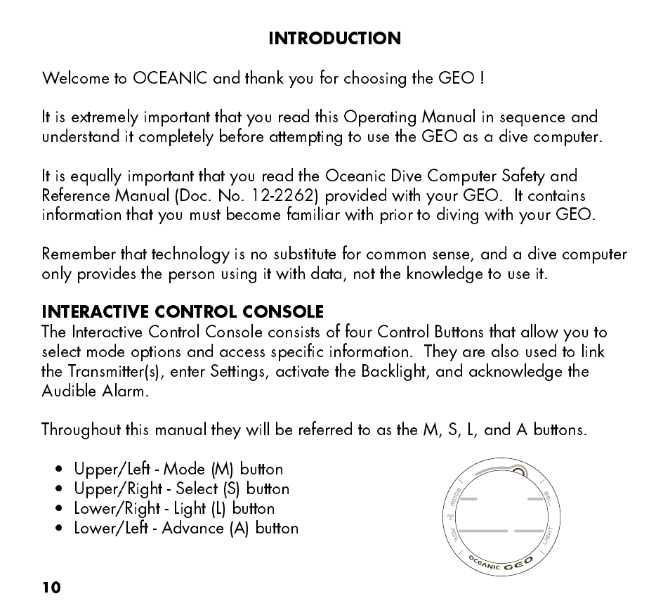 Oceanic Watch / Dive Computer GEO User Manual | Page 10 / 140