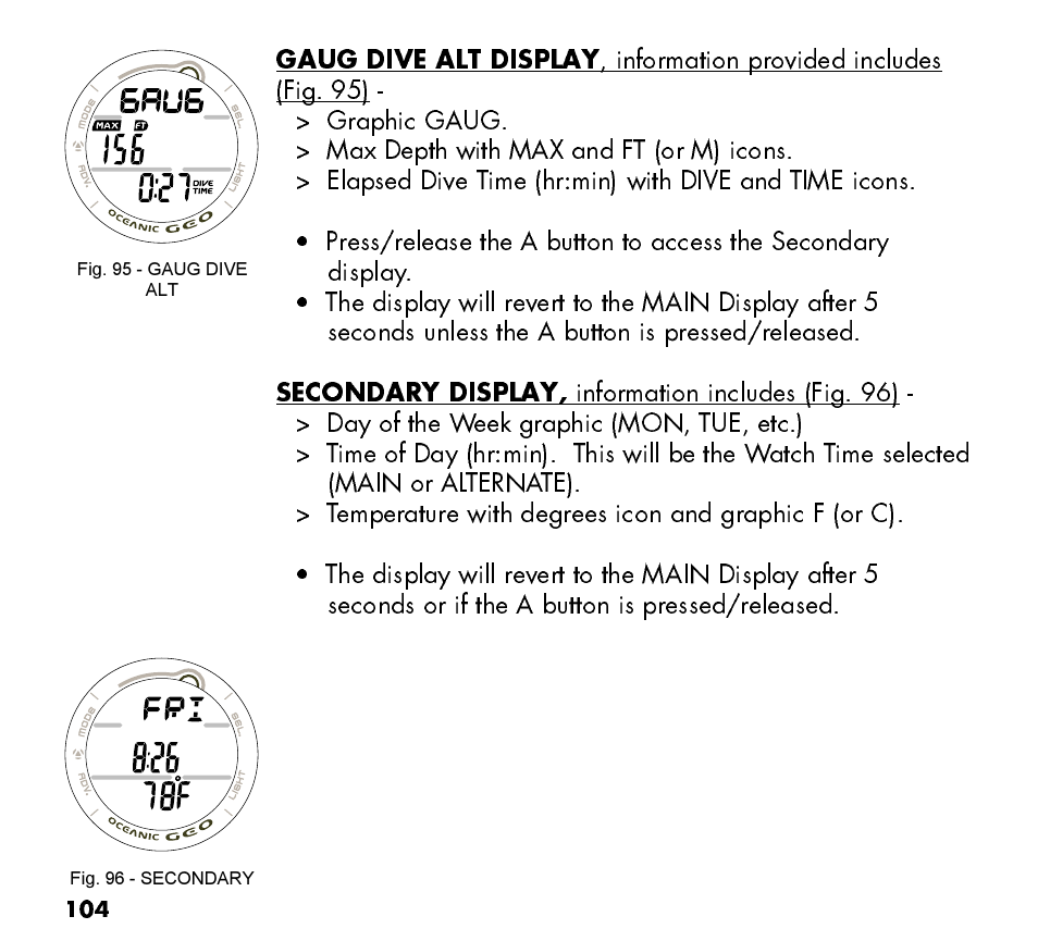 Oceanic Watch / Dive Computer GEO User Manual | Page 104 / 140