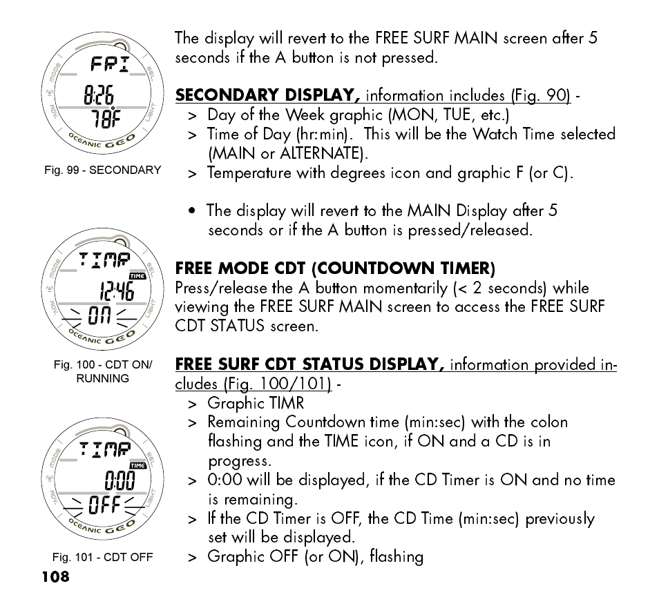 Oceanic Watch / Dive Computer GEO User Manual | Page 108 / 140