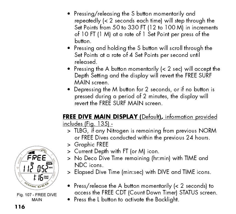 Oceanic Watch / Dive Computer GEO User Manual | Page 116 / 140