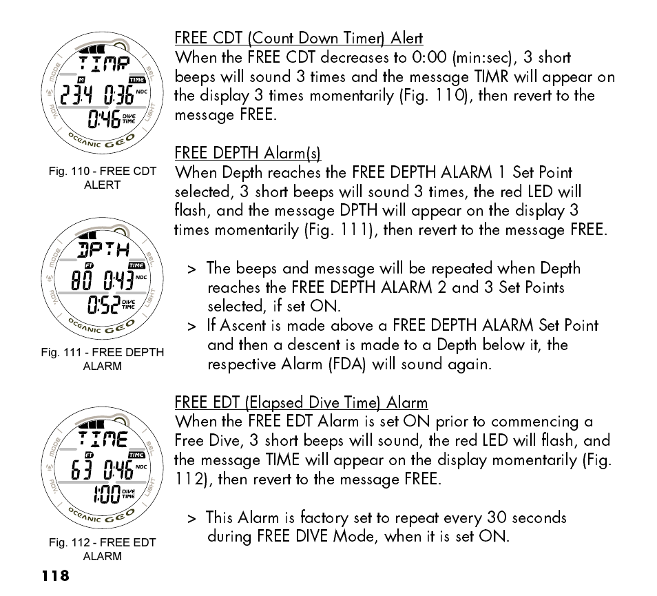 Oceanic Watch / Dive Computer GEO User Manual | Page 118 / 140