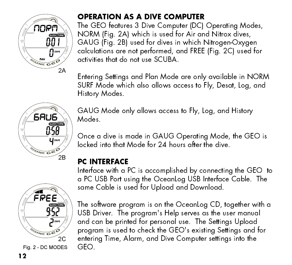 Oceanic Watch / Dive Computer GEO User Manual | Page 12 / 140