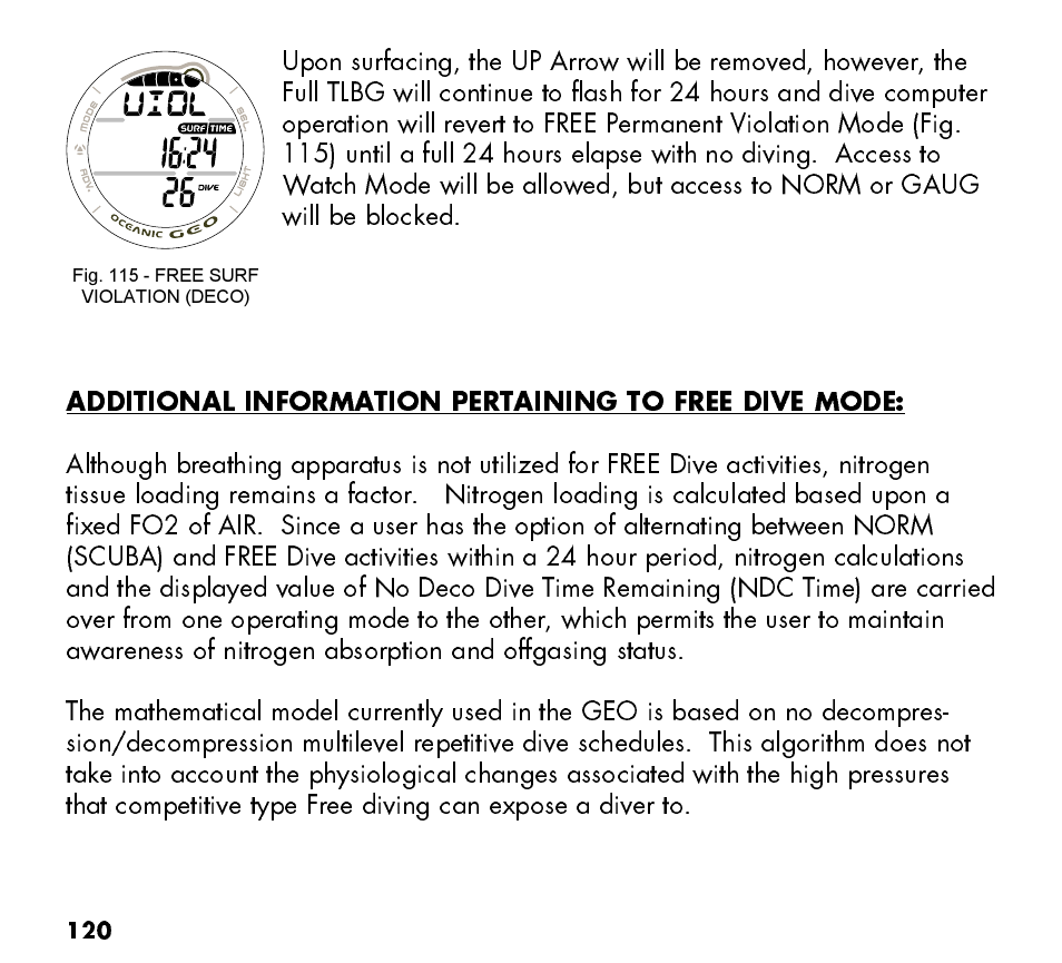 Oceanic Watch / Dive Computer GEO User Manual | Page 120 / 140