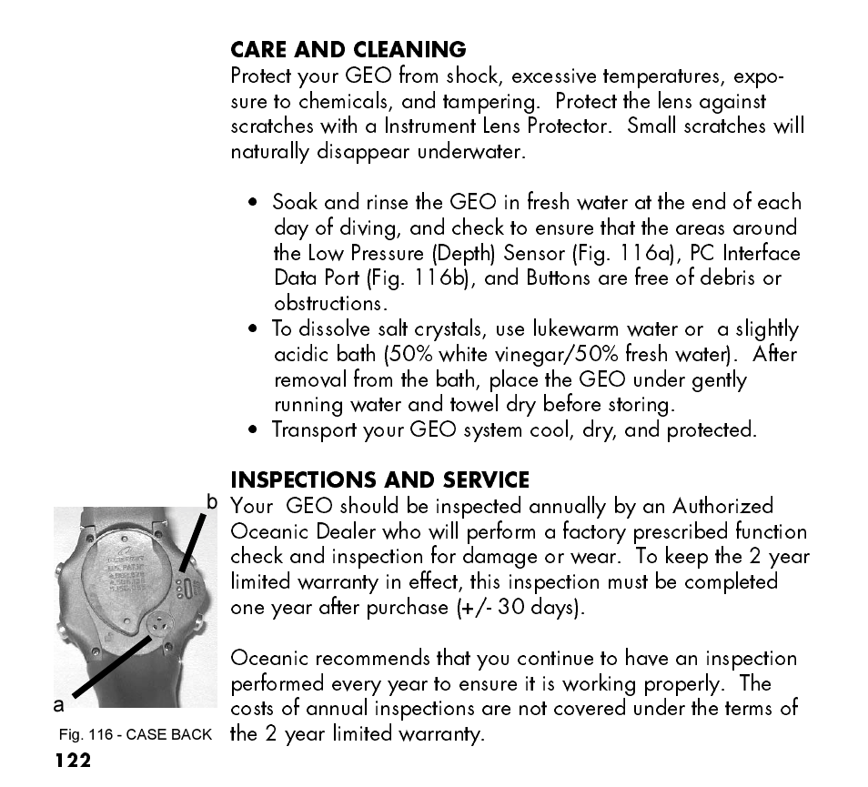 Oceanic Watch / Dive Computer GEO User Manual | Page 122 / 140
