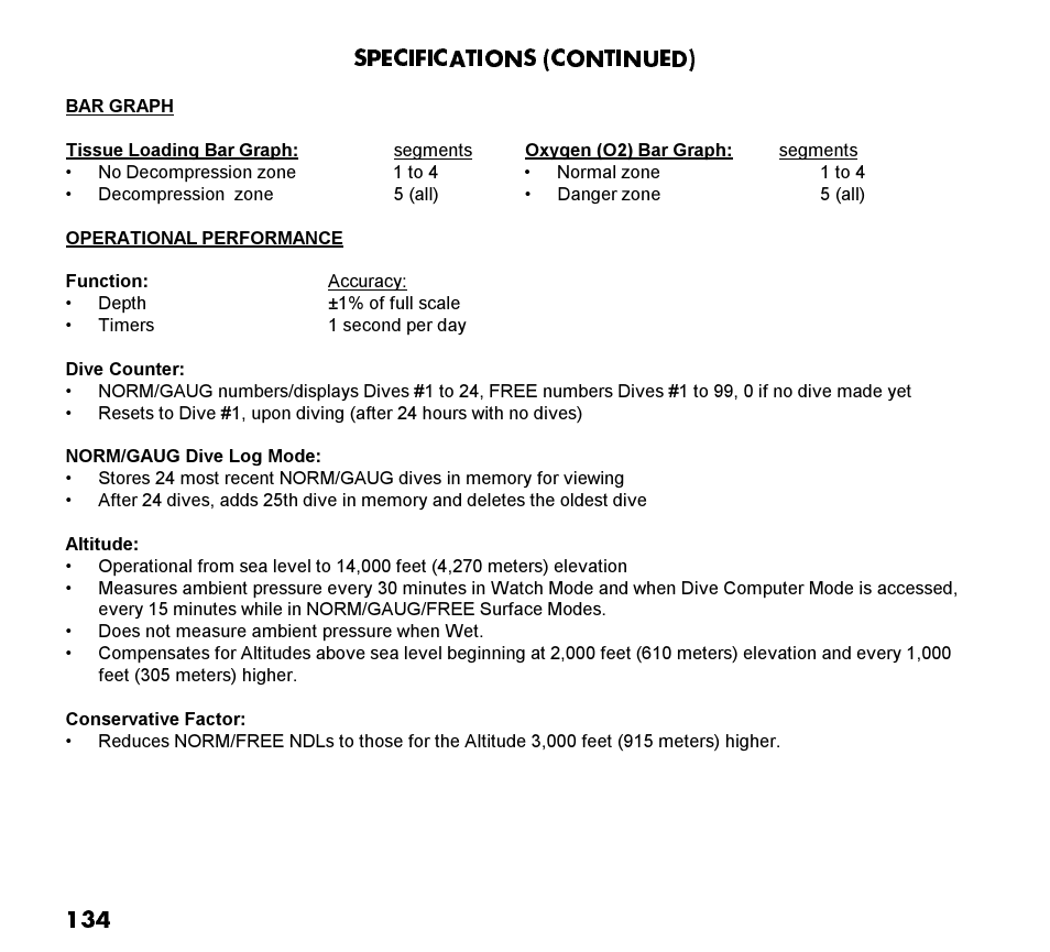 Oceanic Watch / Dive Computer GEO User Manual | Page 134 / 140