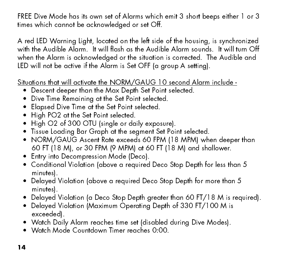 Oceanic Watch / Dive Computer GEO User Manual | Page 14 / 140