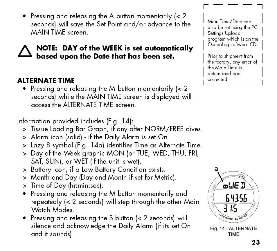 Oceanic Watch / Dive Computer GEO User Manual | Page 23 / 140