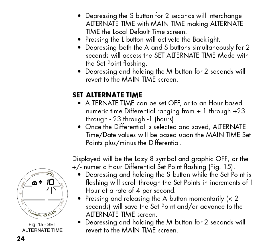 Oceanic Watch / Dive Computer GEO User Manual | Page 24 / 140