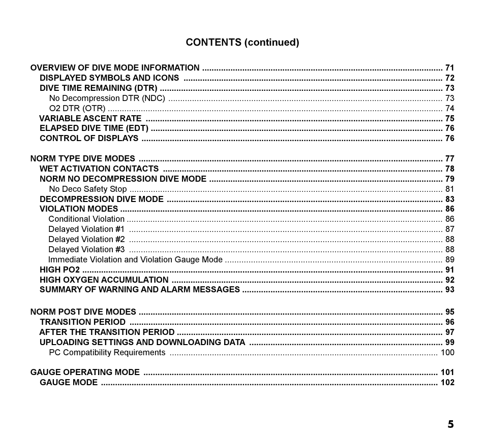 Oceanic Watch / Dive Computer GEO User Manual | Page 5 / 140