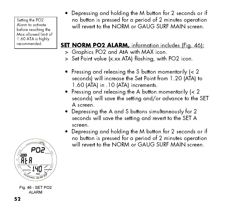 Oceanic Watch / Dive Computer GEO User Manual | Page 52 / 140