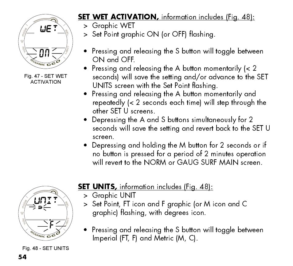 Oceanic Watch / Dive Computer GEO User Manual | Page 54 / 140