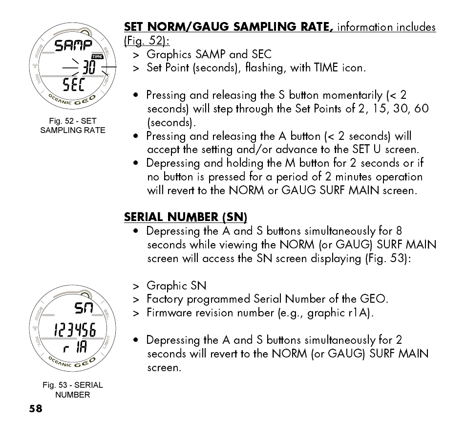 Oceanic Watch / Dive Computer GEO User Manual | Page 58 / 140