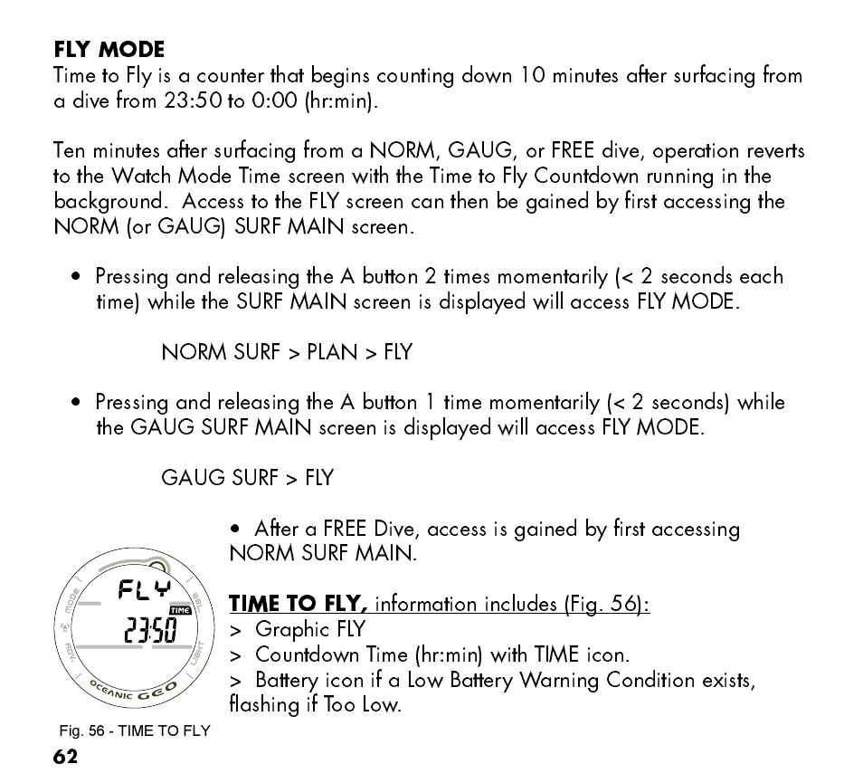 Oceanic Watch / Dive Computer GEO User Manual | Page 62 / 140