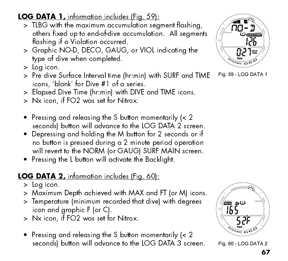 Oceanic Watch / Dive Computer GEO User Manual | Page 67 / 140