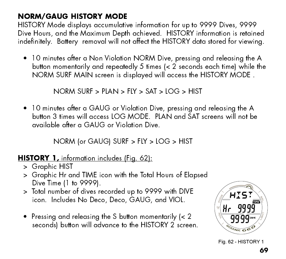 Oceanic Watch / Dive Computer GEO User Manual | Page 69 / 140