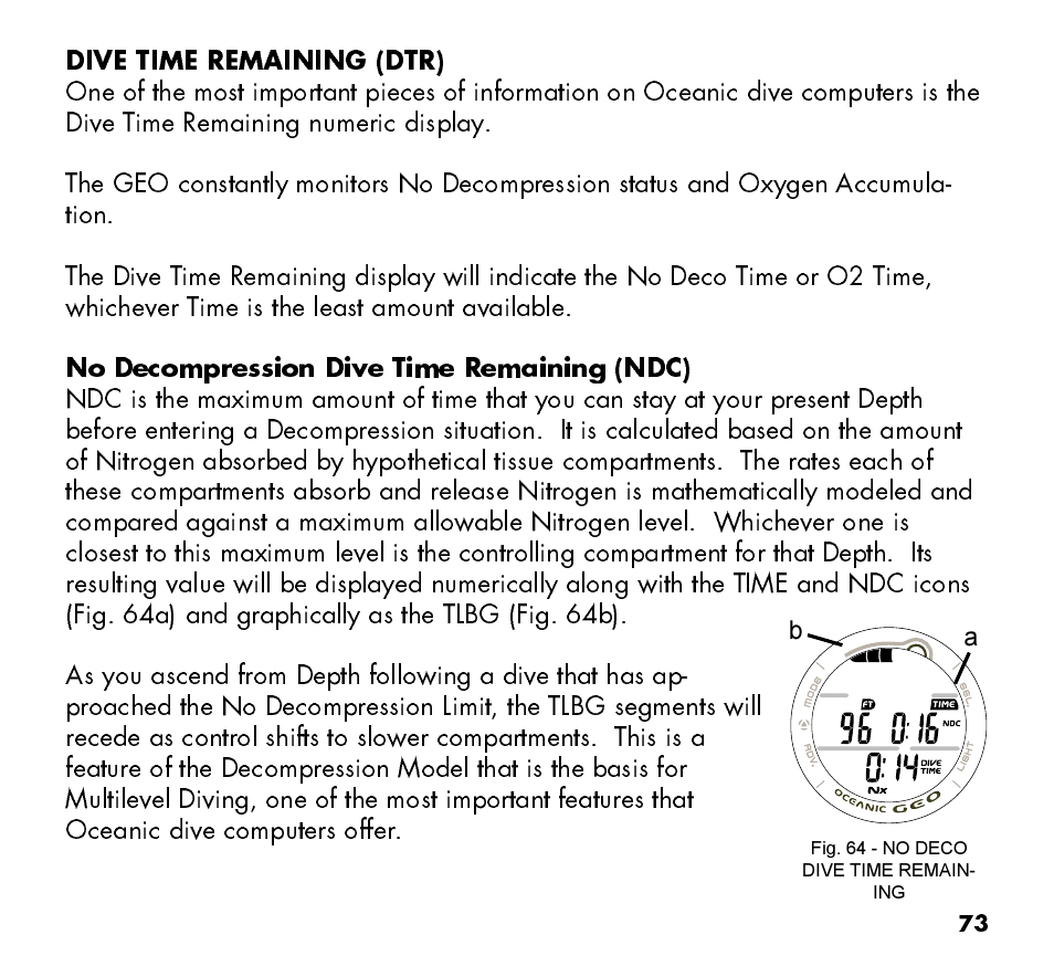 Oceanic Watch / Dive Computer GEO User Manual | Page 73 / 140